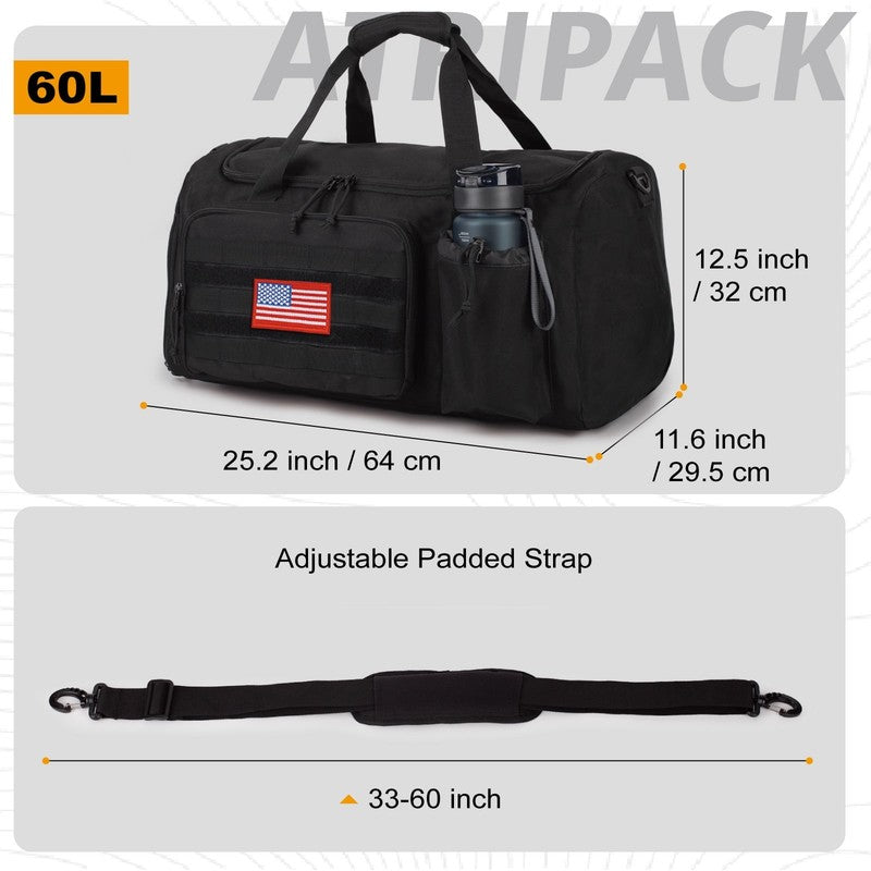 2 In 1 Gym Duffle Bag 60L Convertible Travel Bag Shoes Compartment Luggage2