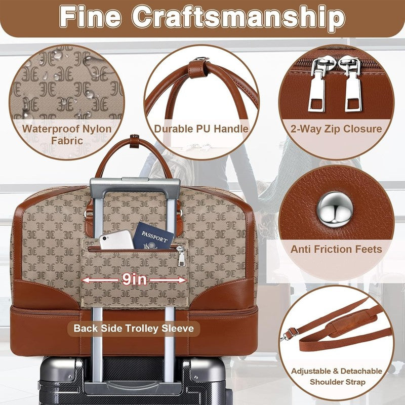 Women’s Weekender Travel Duffel Bag Carry On w/ Shoe Compartment Large Nylon5