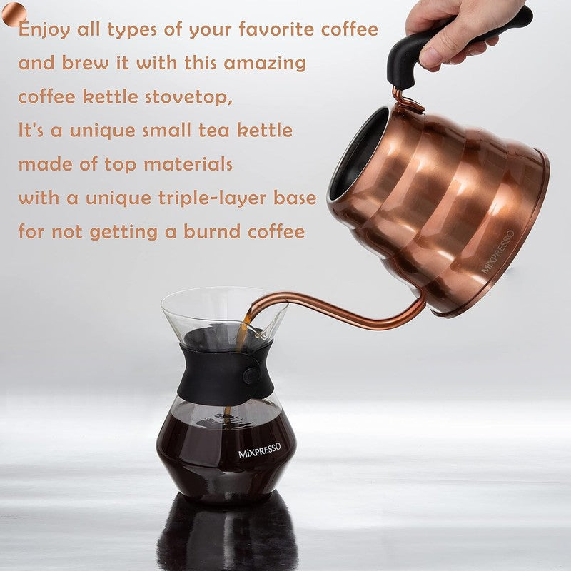 Gooseneck Coffee Kettle 1.2L 40Oz Stainless Steel Copper Pour Over3