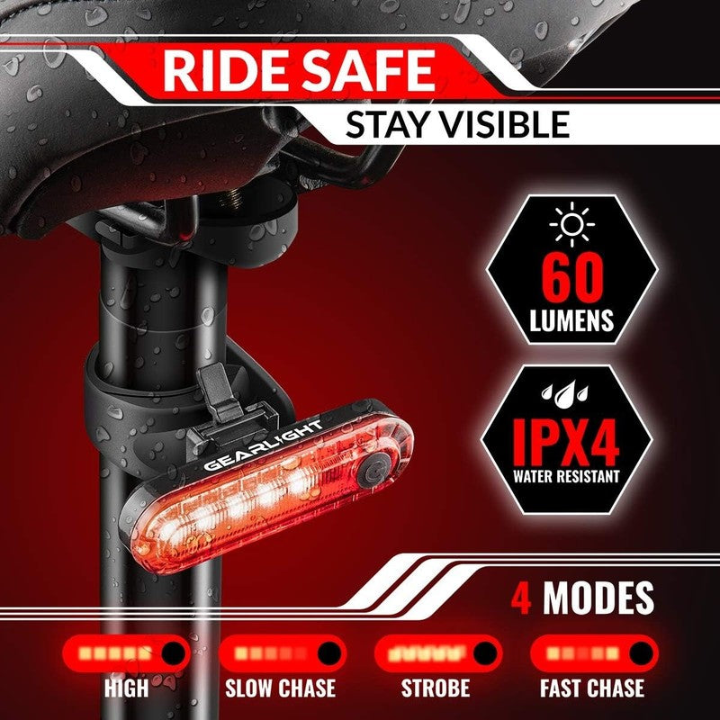 Rechargeable Bike Light Set Front & Rear Powerful Night Riding Safety Lights3
