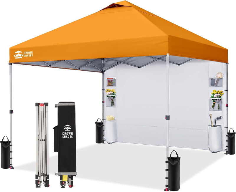 Canopy Tent 10x10 Pop Up Outdoor Shelter w/ Sidewall UV Protection Orange8
