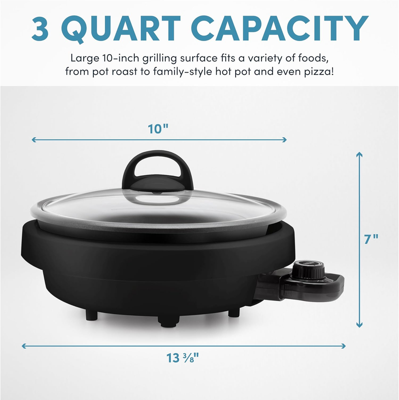 Housewares ASP 137B 3 Quart/10 Inch 3 In 1 Super Pot with Grill Plate, Black4