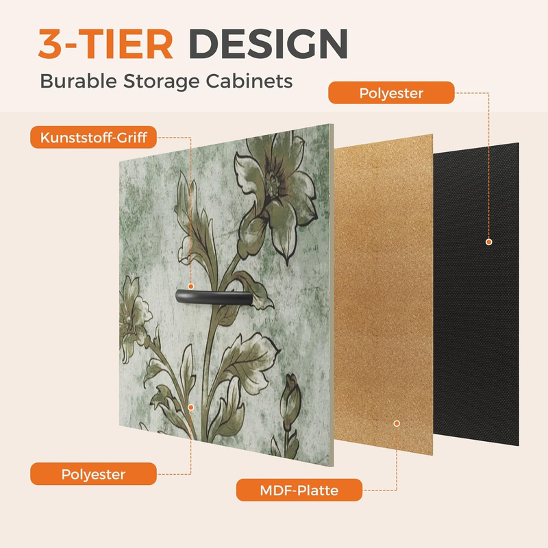 7 Drawer Fabric Dresser Storage Tower Steel Frame Wood Top Floral4