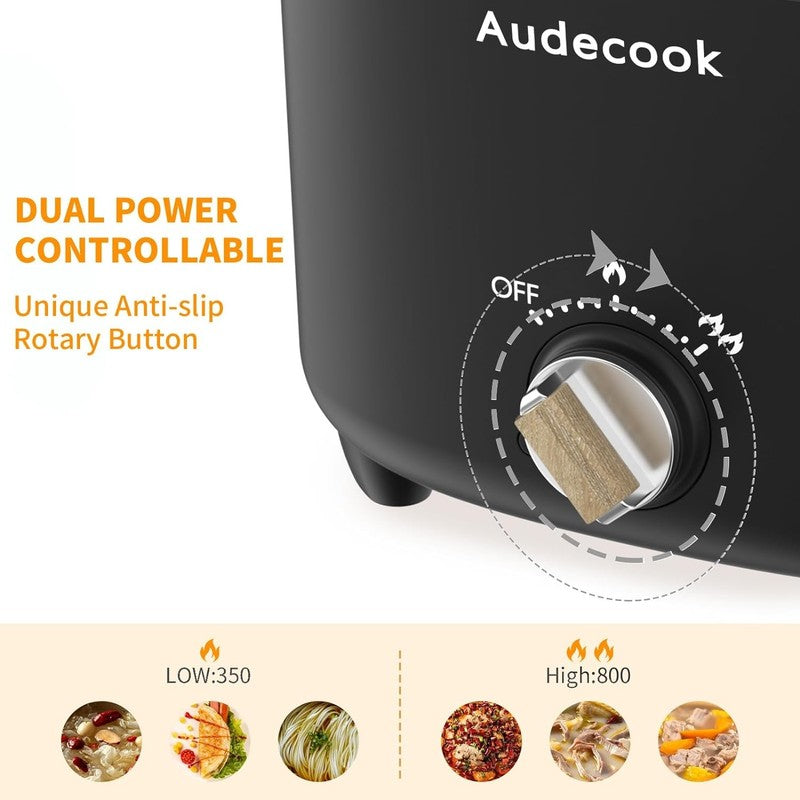 2.5L Electric Hot Pot Nonstick Multicooker Portable Dual Temp Control Black4