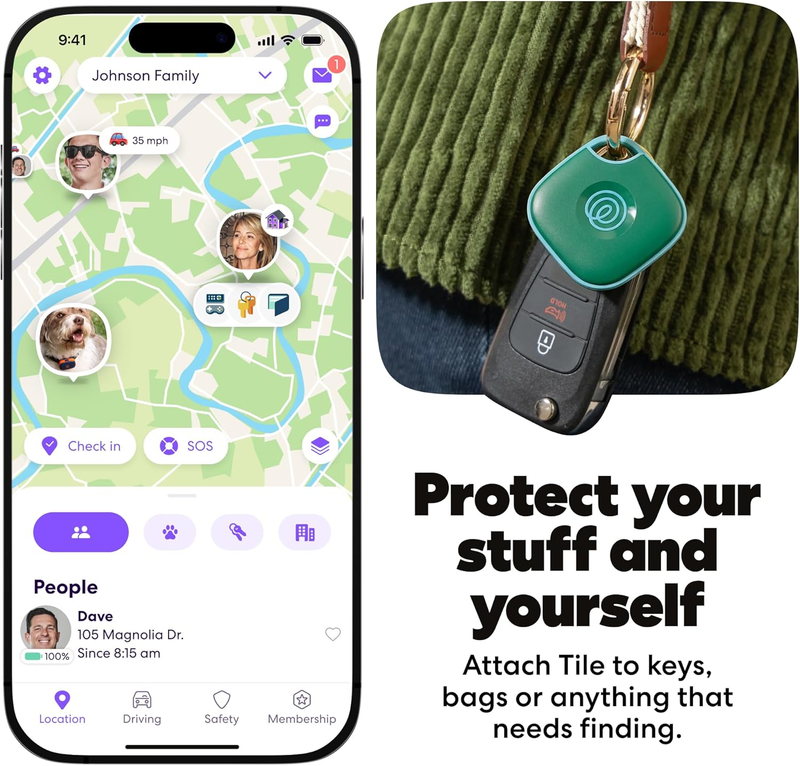Bluetooth Tracker Tile Key Finder Item Locator iOS Android Green Surf2