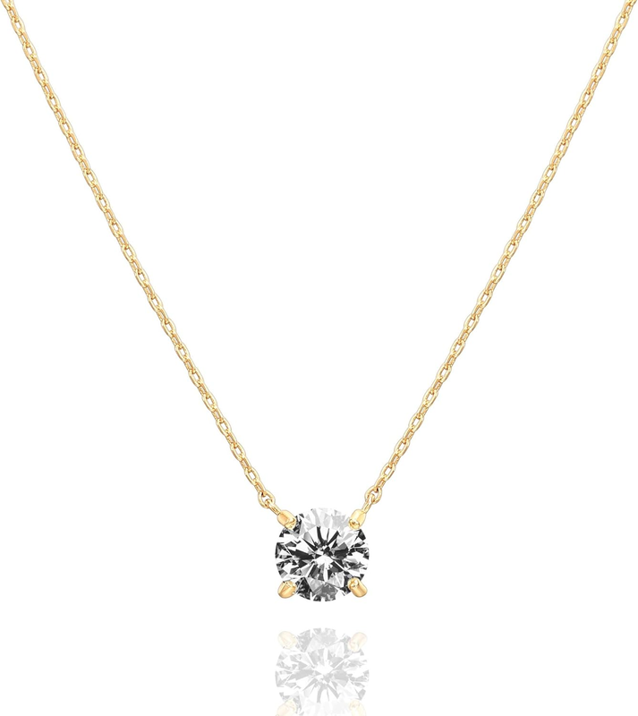 Gold Plated Crystal 1.5 Carat (7.3Mm) Cubic Choker Necklace for Women10