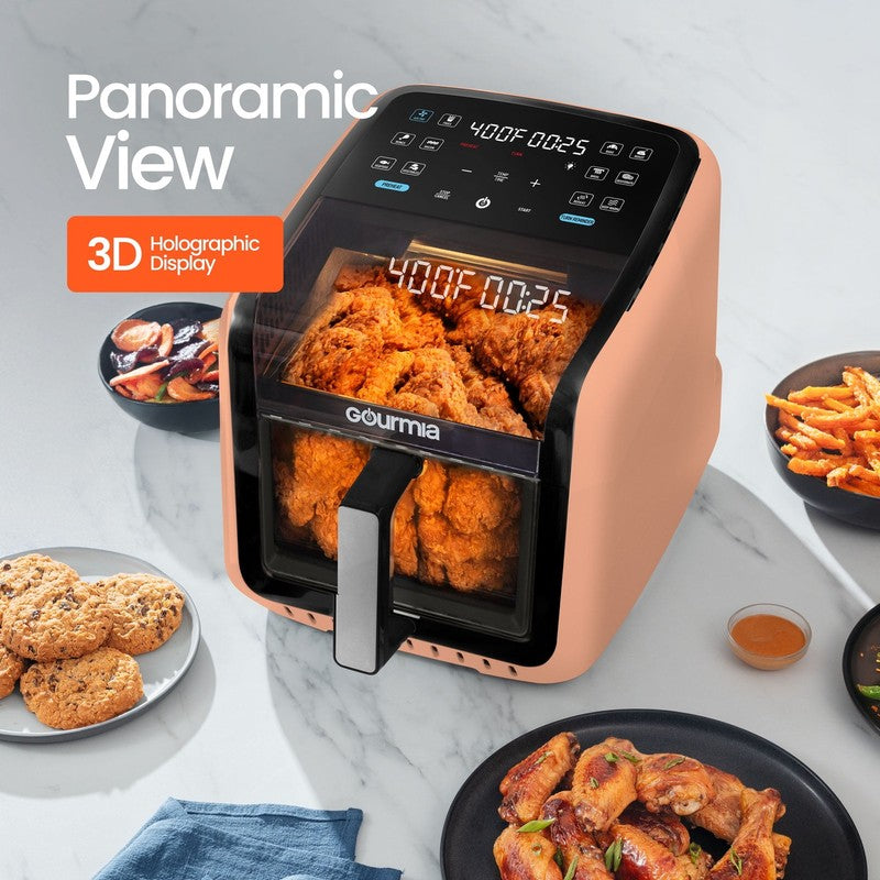 7QT Digital Air Fryer Panoramic View Window 12 Preset Touch Screen Cooker Peach1