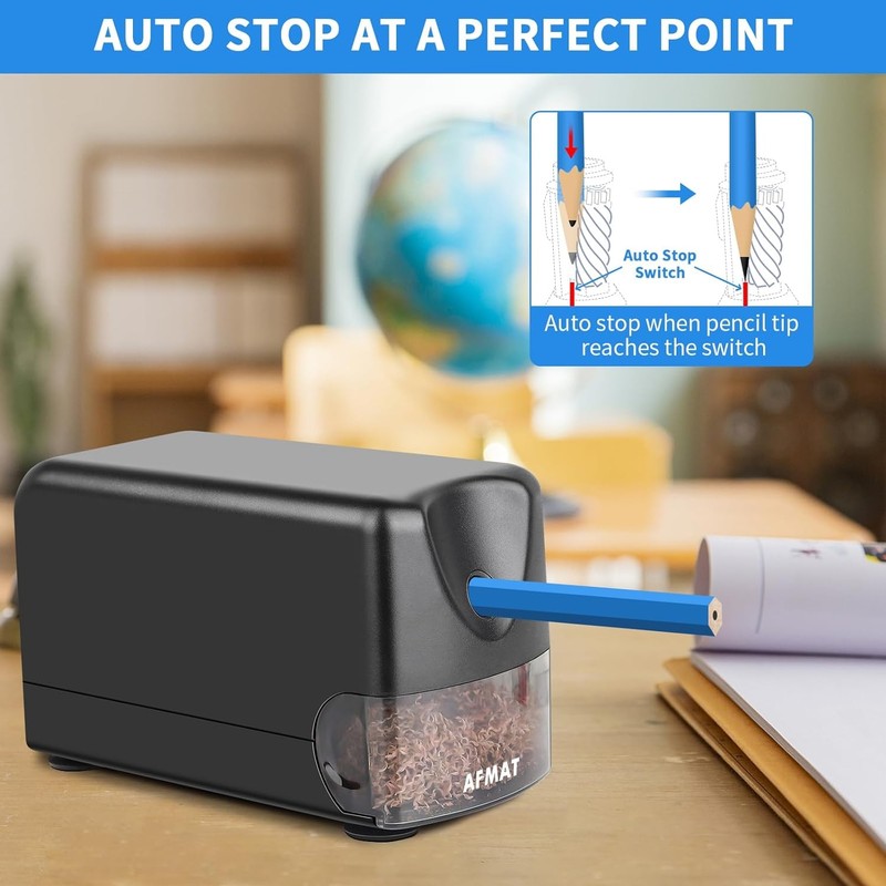 Heavy Duty Electric Pencil Sharpener for 6 11mm Pencils Auto Stop Black2