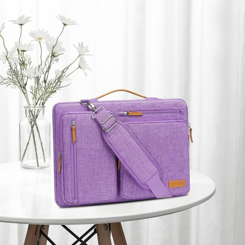 15.6 Inch Laptop Shoulder Bag 360 Protective Messenger 4 Zipper Pockets2