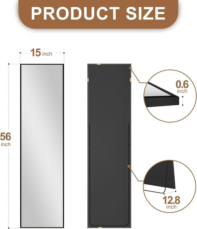 Full Length Standing Mirror with Aluminium Frame   56x15 Black4