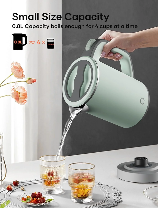 Mini Electric Kettle 0.8L Stainless Steel Travel Tea Kettle Auto Shut-Off5