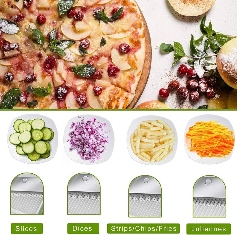 Safe Mandoline Slicer 5 in 1 Vegetable Cutter, Strips Julienne Dicer Adjustable 6