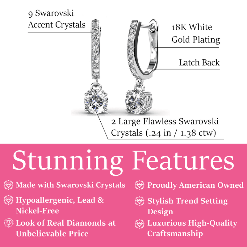 Mckenzie 18K White Gold Plated Drop Dangle Earrings with Crystals for Women1