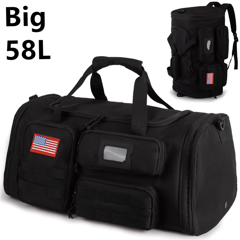 58L 3 in 1 Expandable Gym Duffle Bag Travel Backpack Shoe Comp Water Resist0