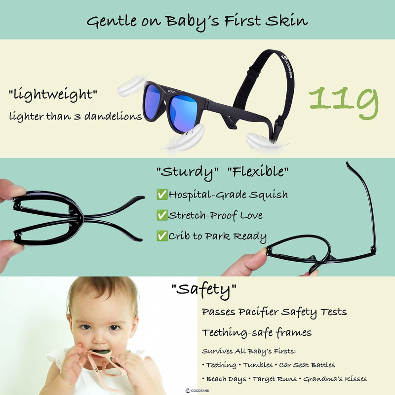 Polarized Baby Sunglasses UV400 Flexible Strap Infant Toddler 0 24 Months3
