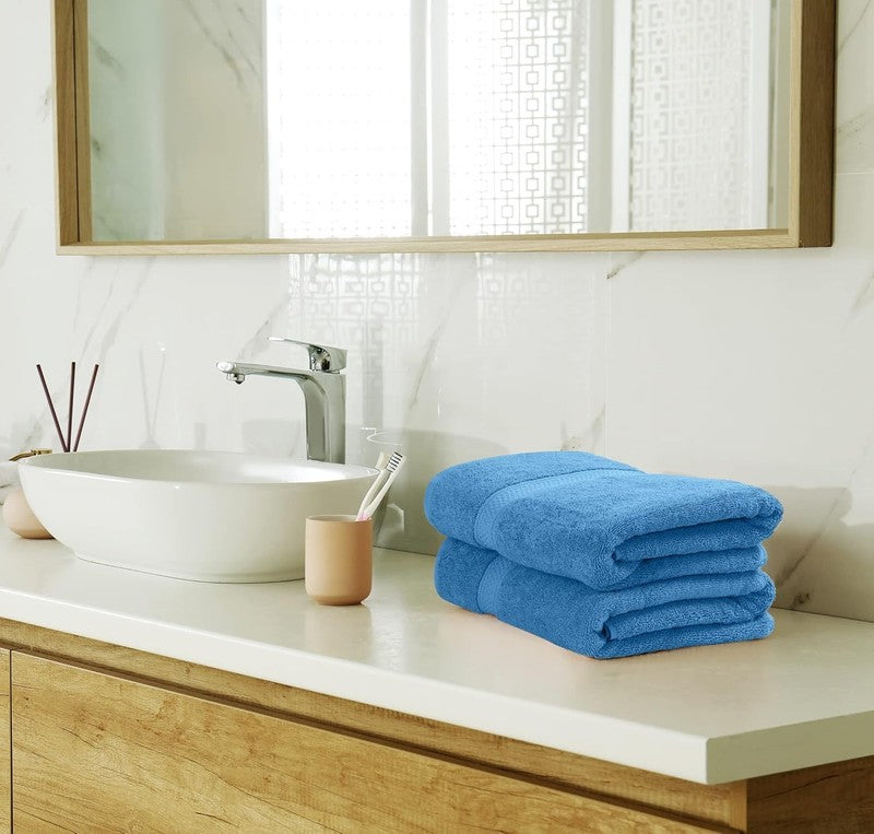 8 Piece Towel Set Electric Blue 100% Cotton 600 GSM Bath Hand Wash Towels5
