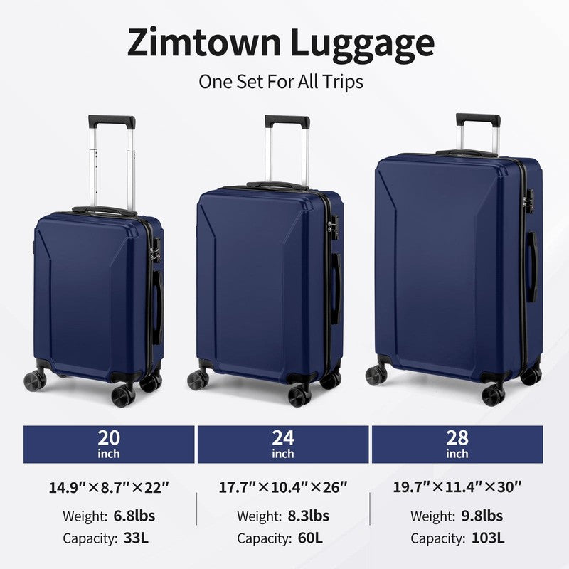 3-Piece Luggage Set with 8 Packing Cubes, Hard Shell Suitcases with Spinner Whee1