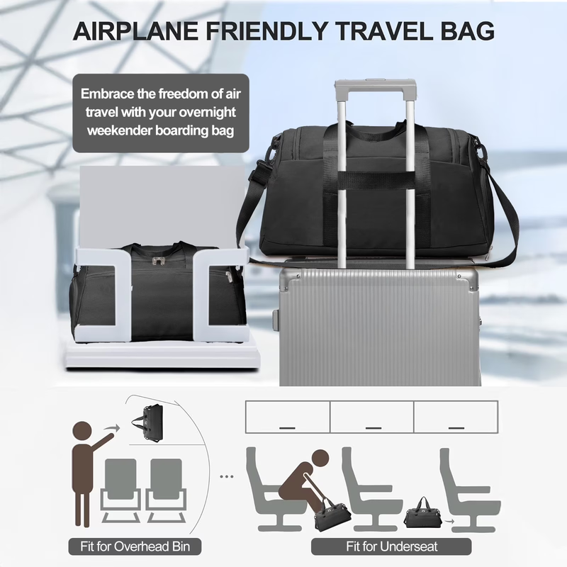 Travel Duffle Bag Gym Bags with Shoe Compartment Wet Pocket Waterproof for Weeke2