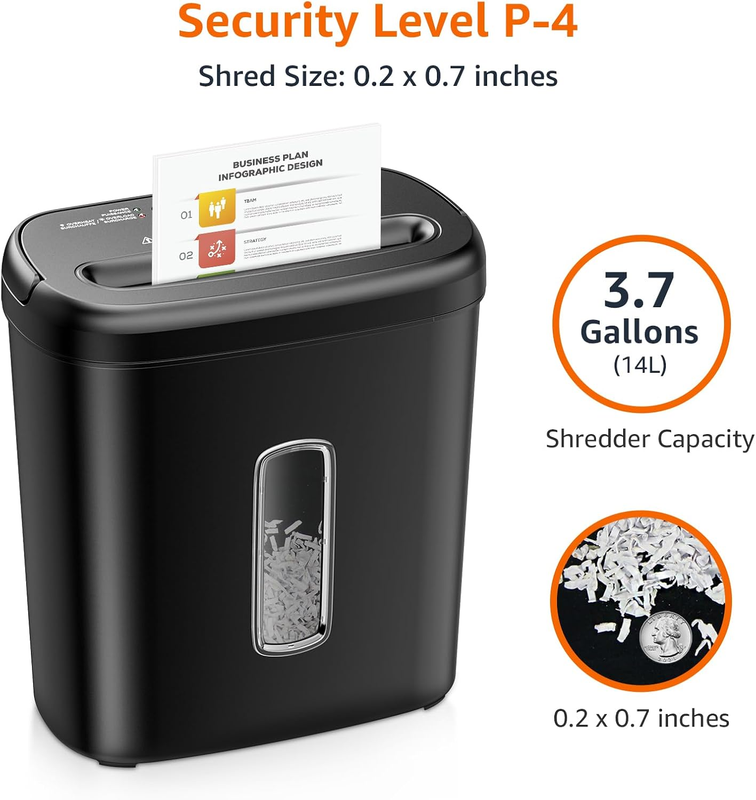 8 Sheet High Security Cross Cut Paper and Credit Card Shredder with P 4 Security2