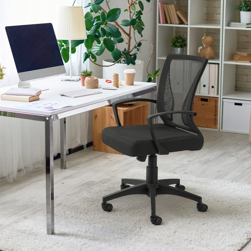 Office Chair Mid Back Swivel Lumbar Support Desk Chair, Height Adjustable Comput3