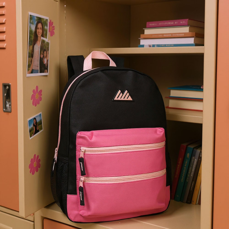 Black Red Multipocket Backpack 17" Travel School Commuter5