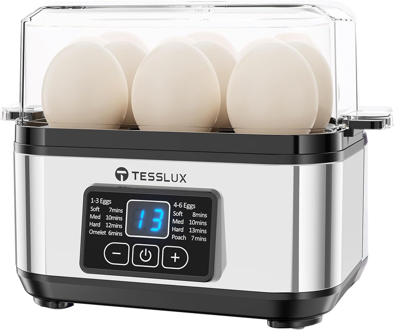 Electric Rapid Egg Cooker – 6 Egg Capacity with Auto Shut Off for Boiled, 7