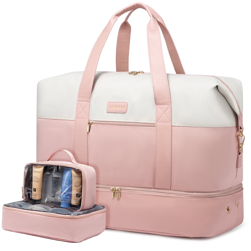 Women Travel Duffel Bag Large Weekender Gym Bag Shoe Compartment Packing Cubes10
