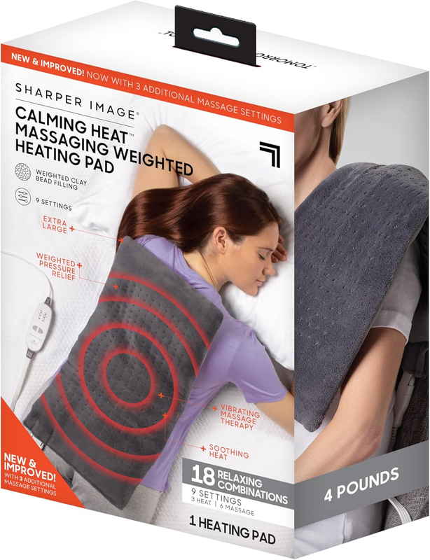 Calming Heat Massaging Weighted Heating Pad by Sharper Image- Weighted Electric 9