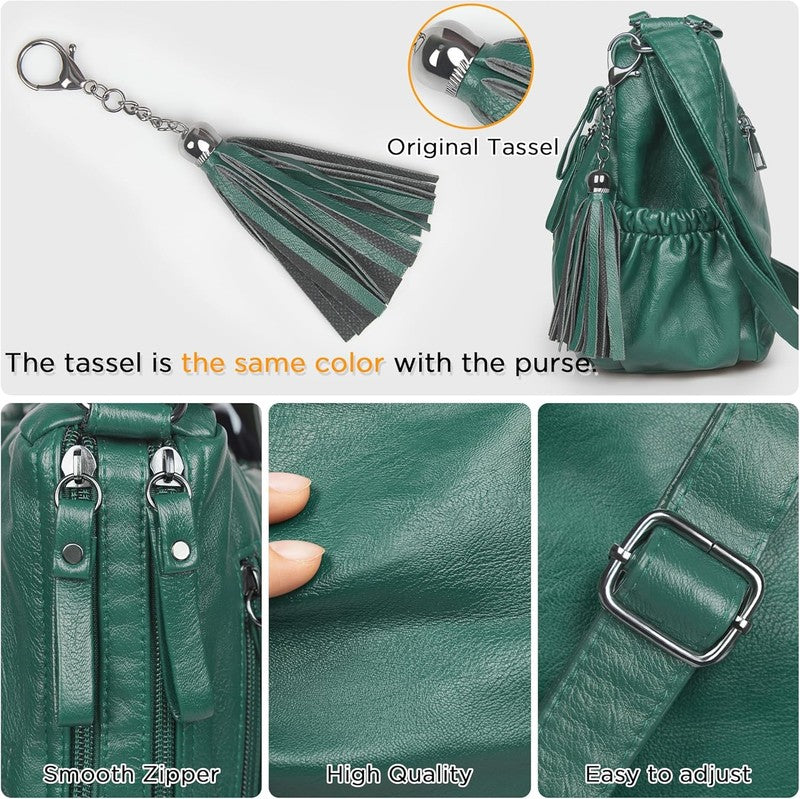 Women Crossbody Bag Tassel PU Leather Shoulder Handbag Purse Pocketbook4