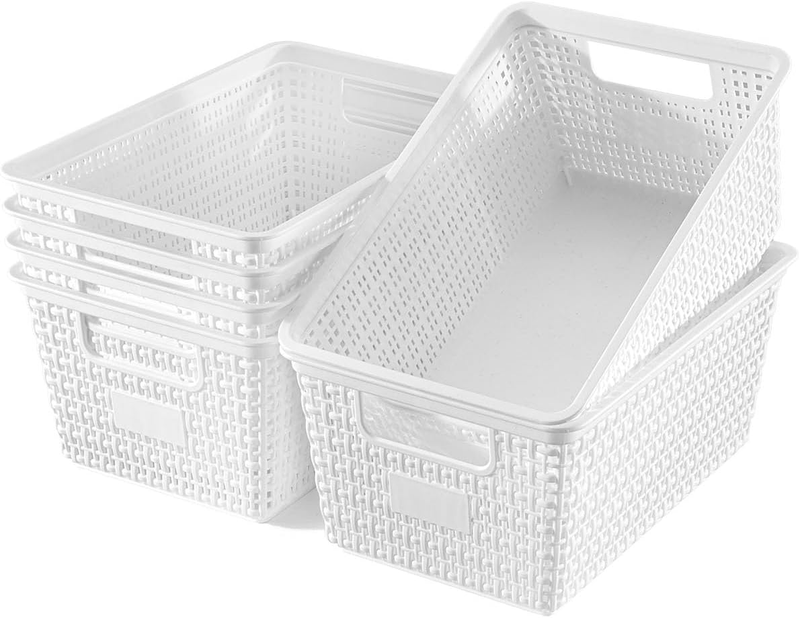 6-Pack Storage Baskets, Plastic Organizer Bins for Closet, Desk, Shelves7