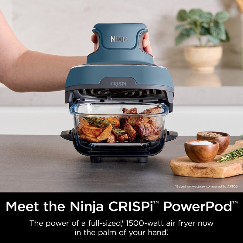 Crispi 3-in-1 Portable Air Fryer, 4QT & 5 Cup, Denim Blue FN100ND2