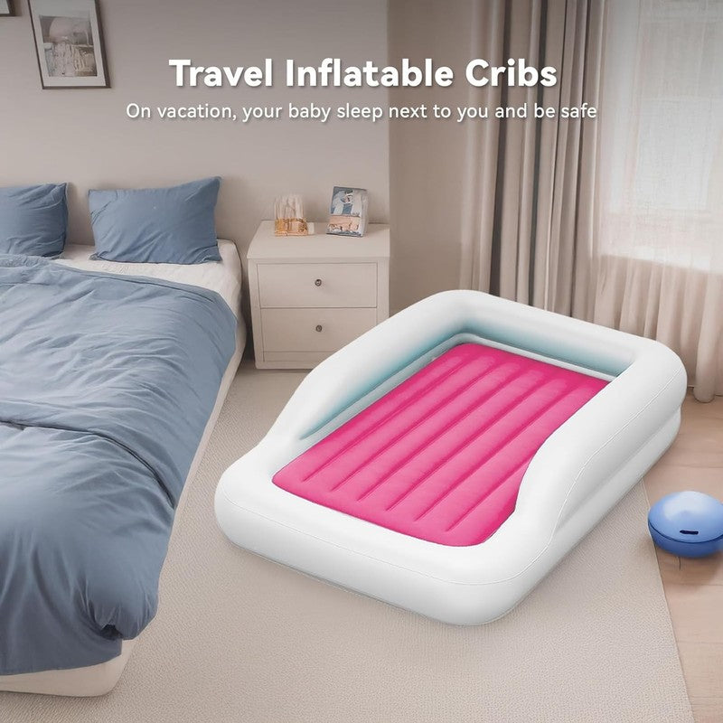 Portable Toddler Travel Bed with Bumpers, Inflatable Kids Air Mattress with Pump7