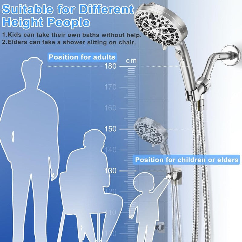 9 Mode High Pressure Handheld Shower Head w/ Hose Anti Clog & Power Wash7