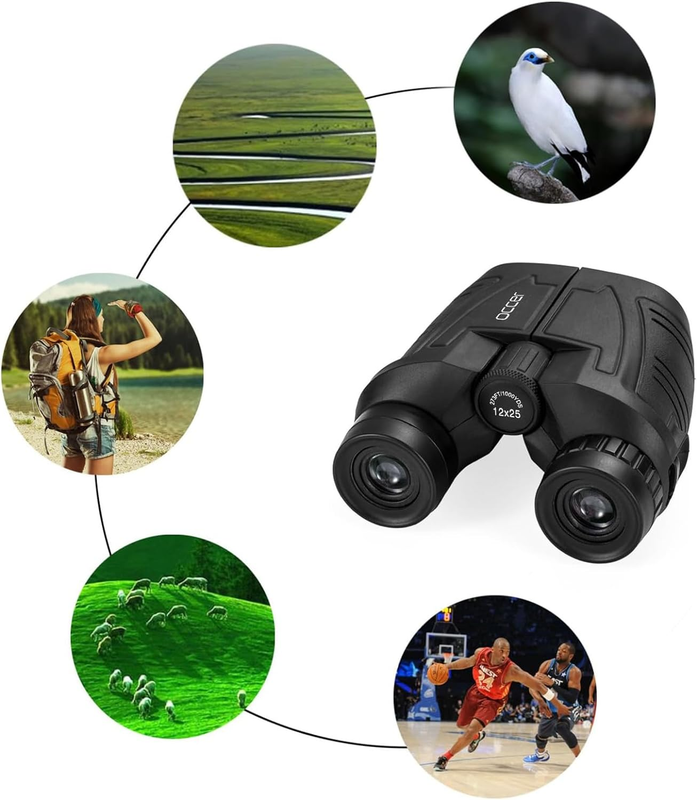12X25 Compact Binoculars for Adults and Kids, Large Eyepiece Waterproof Binocula5