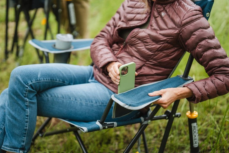 Foldable Rocking Camp Chair Kickback Rocker Heathered Indigo7