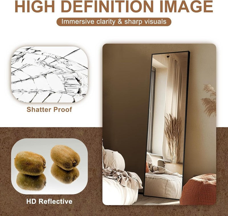 Full Length Standing Mirror with Aluminium Frame   56x15 Black2