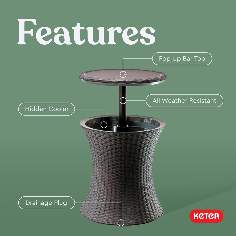 Pacific Cool Bar Outdoor Patio Furniture and Hot Tub Side Table with 7.5 Gallon 4