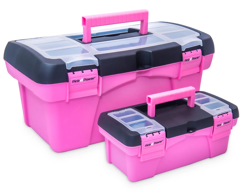 Pink Tool Box for Women - Sewing, Art & Craft Organizer Box Small & Large Plasti7