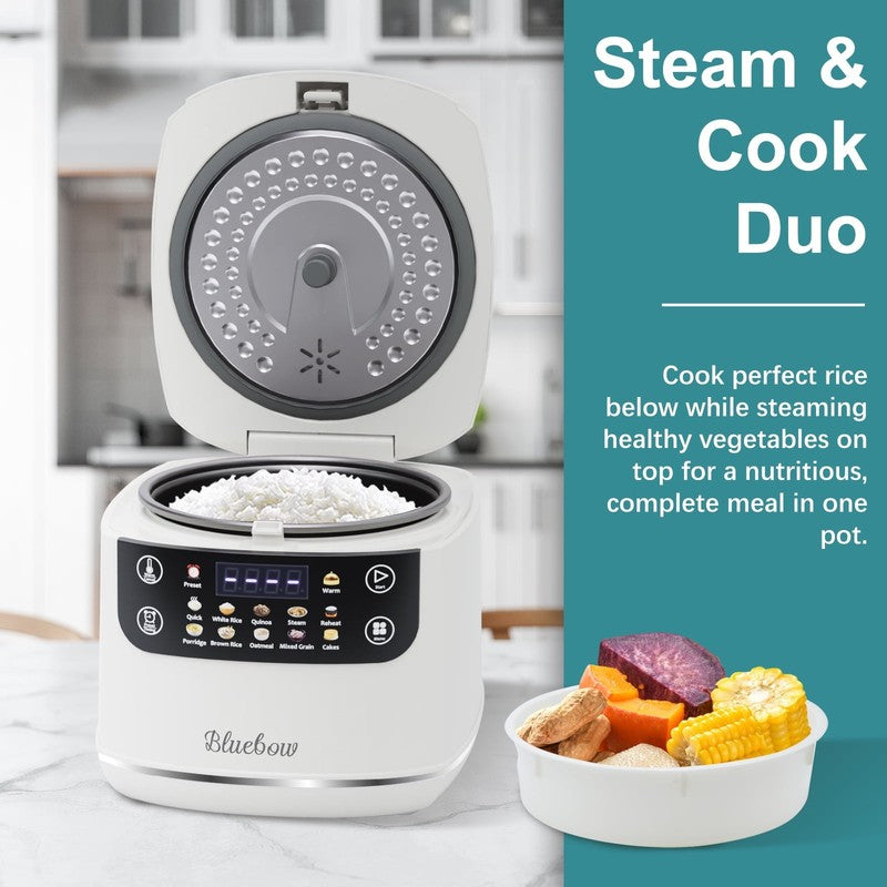 Digital Rice Cooker, 6 Cup/2.1Qt Small Rice Maker, 10 Presets, 24 Hour Delay Tim3