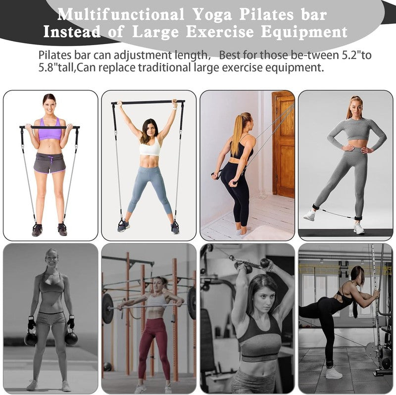Pilates Bar Kit w/ Stackable Resistance Bands Full Body Home Gym Workout2