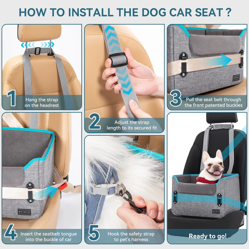 Dog Car Seats for Small Dogs, Portable Dog Booster Car Seat with Patent Safe Buc5