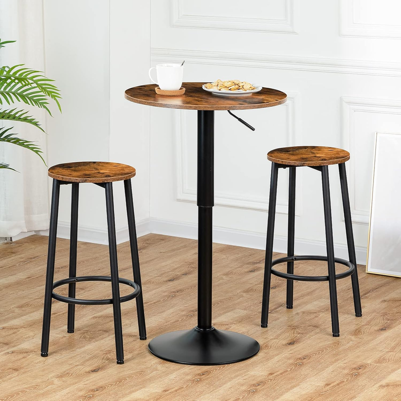 Bar Stools, Set of 2 Bar Chairs, Kitchen round Height Stools with Footrest, Brea9