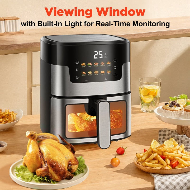 7.5QT Air Fryer Oven, 10-in-1, LED Touch, 10 Presets, w/ Basket & Liners2