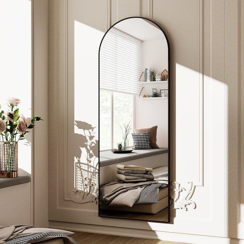 64"X 21" Arched Full Length Mirror Full Body Floor Mirrors, Black2