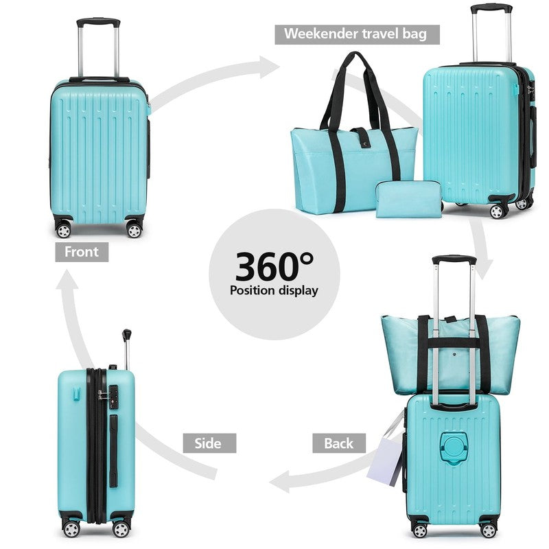 3 Piece Hardside Carry On Luggage Set 20" TSA Lock Spinner Wheels Travel7