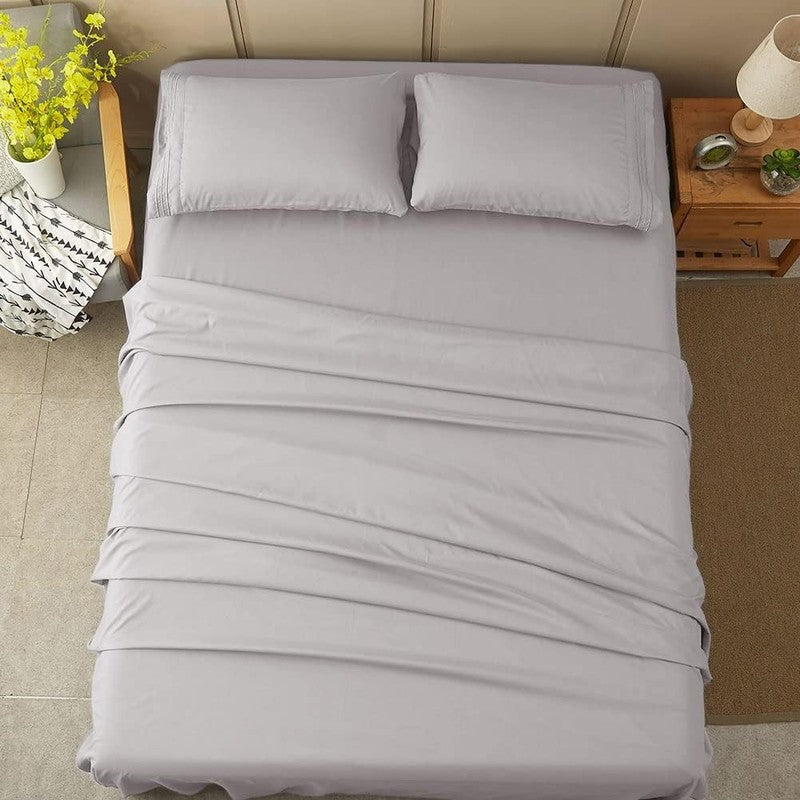 Luxury 1800 Thread Count Microfiber Queen Sheets Set   Grey, 16" Deep Pocket7