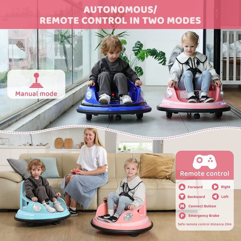 12V Pink Toddler Bumper Car 360° Spin Remote Control Ride-On with 5 LED Lights8