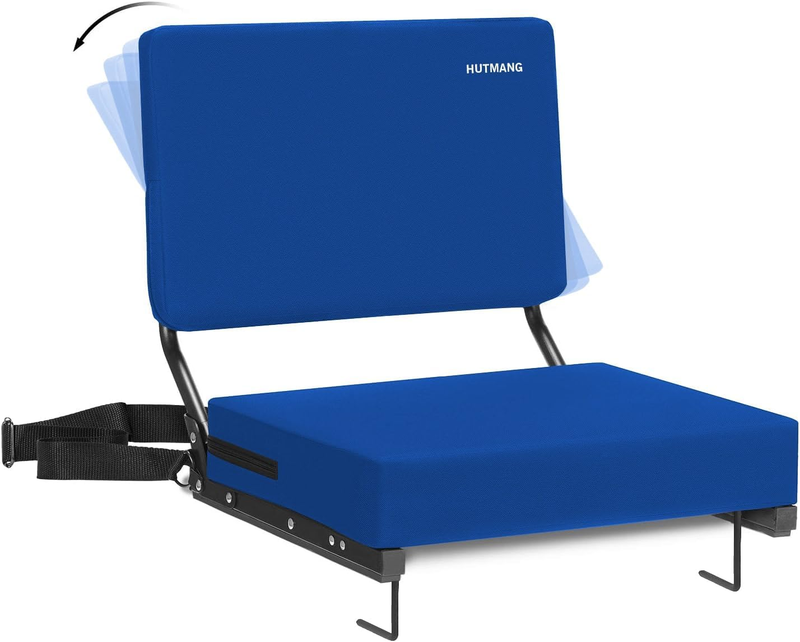 Portable Stadium Seat Chair w/ Back Support Swivel Cushion Strap Blue9