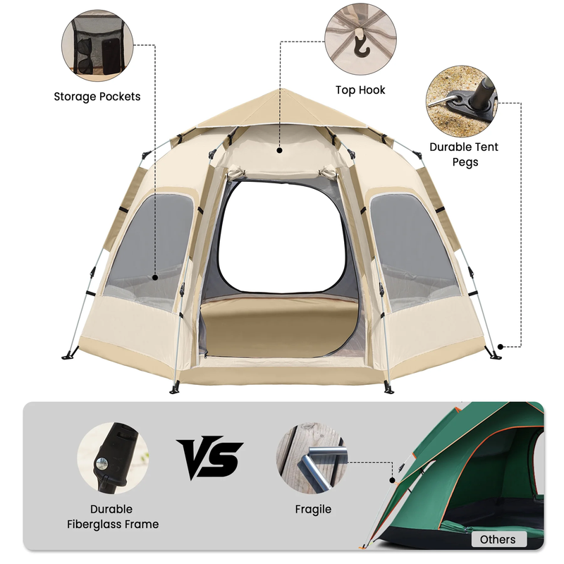 4 6 Person Camping Tent Instant Setup Carry Bag Outdoor Hiking Tent4