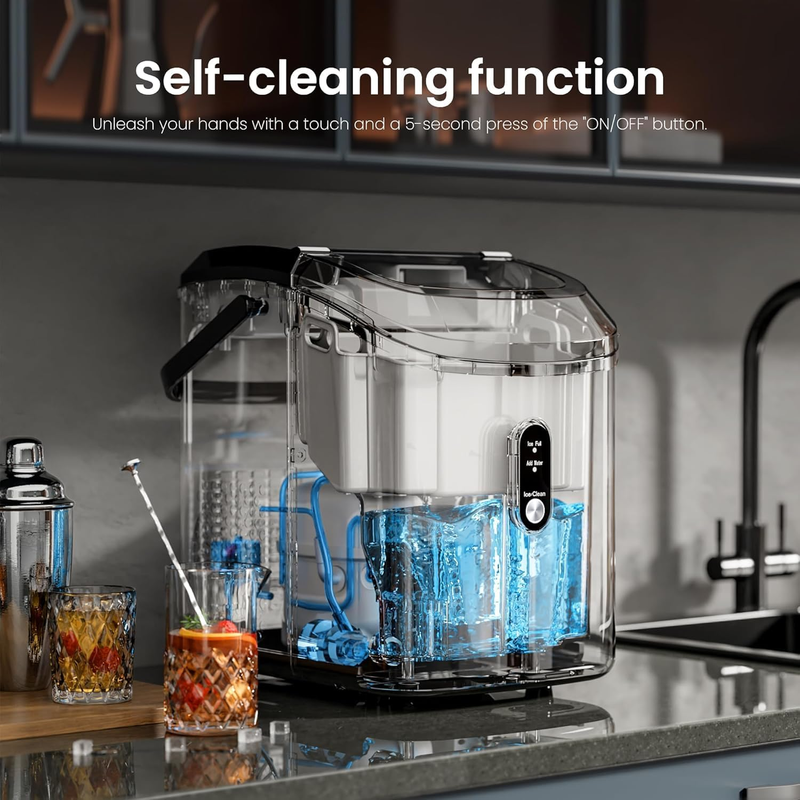 Nugget Ice Maker Countertop 35Lbs/24H Portable Crushed Ice Machine Self-Cleaning2